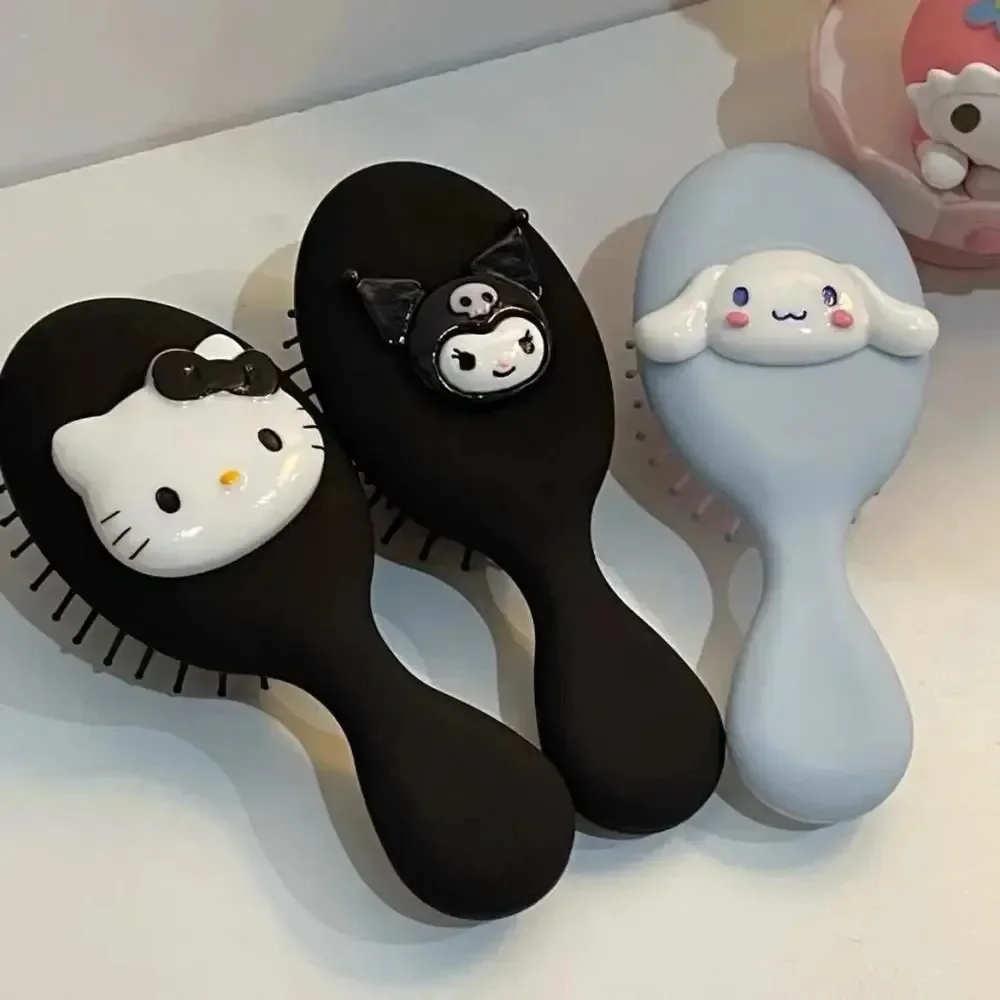 Sanrio Kuromi Cinnamoroll Luftkissenkamm Hello Kitty Luftkissenkamm Kawaii Hello Kitty Y2k Things Schwarz Tragbare Kämme Mädchen