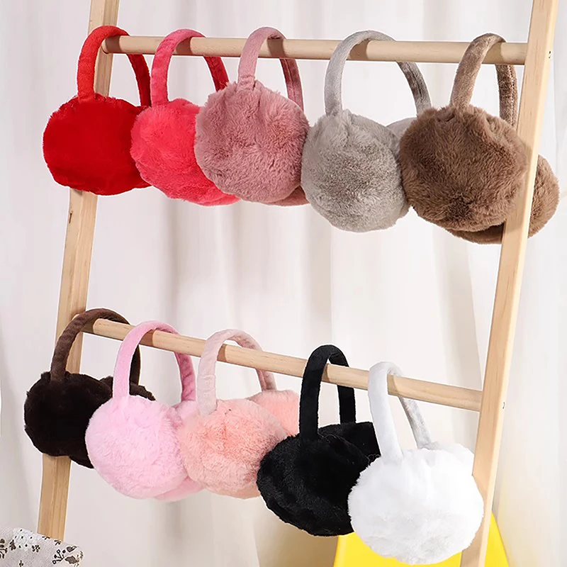 Orejeras plegables portátiles para exteriores, orejeras cálidas de felpa suave, Color sólido, protección contra el frío, calentador de oídos, moda de invierno