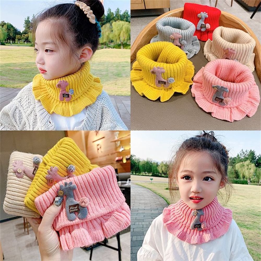 Bufanda de punto de invierno para niños, cuello de preescolar, bufanda de dibujos animados para niños, cuello decorativo cálido