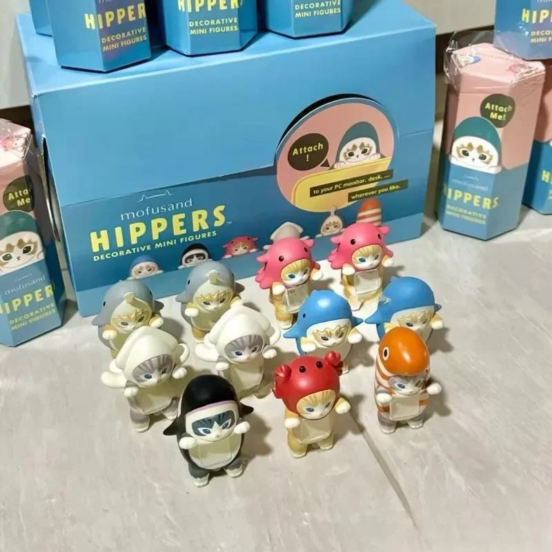 かわいい天使 Mofusand ヒッパーズシリーズブラインドボックスアクションフィギュアかわいい人形ミステリーボックス携帯電話車の装飾クリスマスギフト