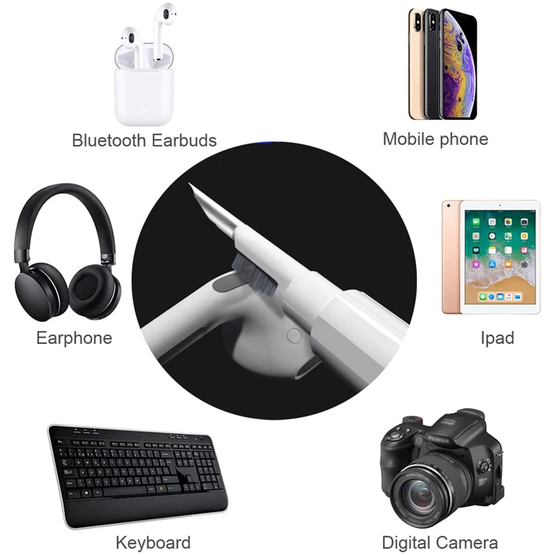 Caneta de limpeza de fones de ouvido bluetooth, kit de limpeza para airpods pro 3 2 1, escova para fones de ouvido sem fio, estojo de carregamento, ferramentas de limpeza