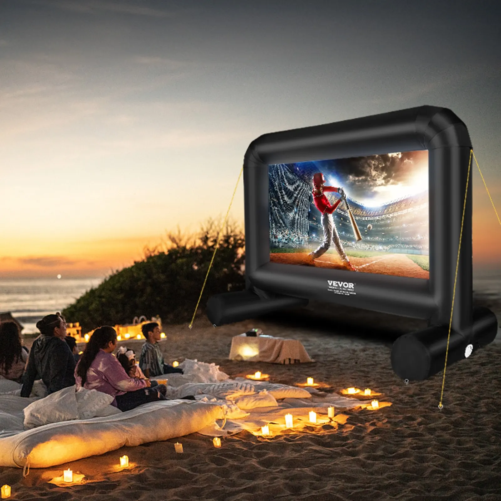 Inflatable Movie Screen, 14 FT  168inch Inflatable Projector Screen For Outside With Blower And Carrying Bag, Front Rear