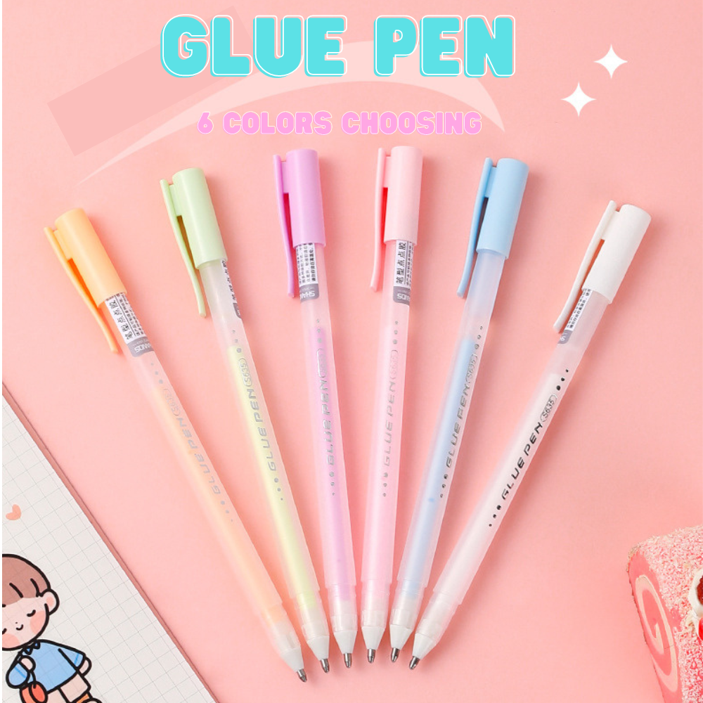 Candy Color Glue Pen Quick-Drying Manual Dispensing Pen Solid Glue Stick Student Handbook Diy High Viscosity Glue Office