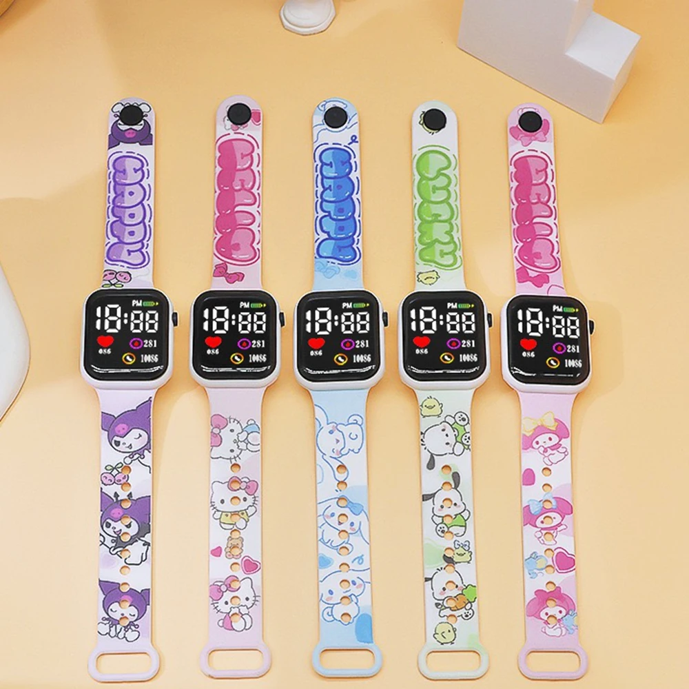 Nowe zegarki dla dzieci Hello Kitty, elektroniczne zegarki sportowe dla dziewczynek, modne zegarki cyfrowe, prezent świąteczny dla kobiet i studentek