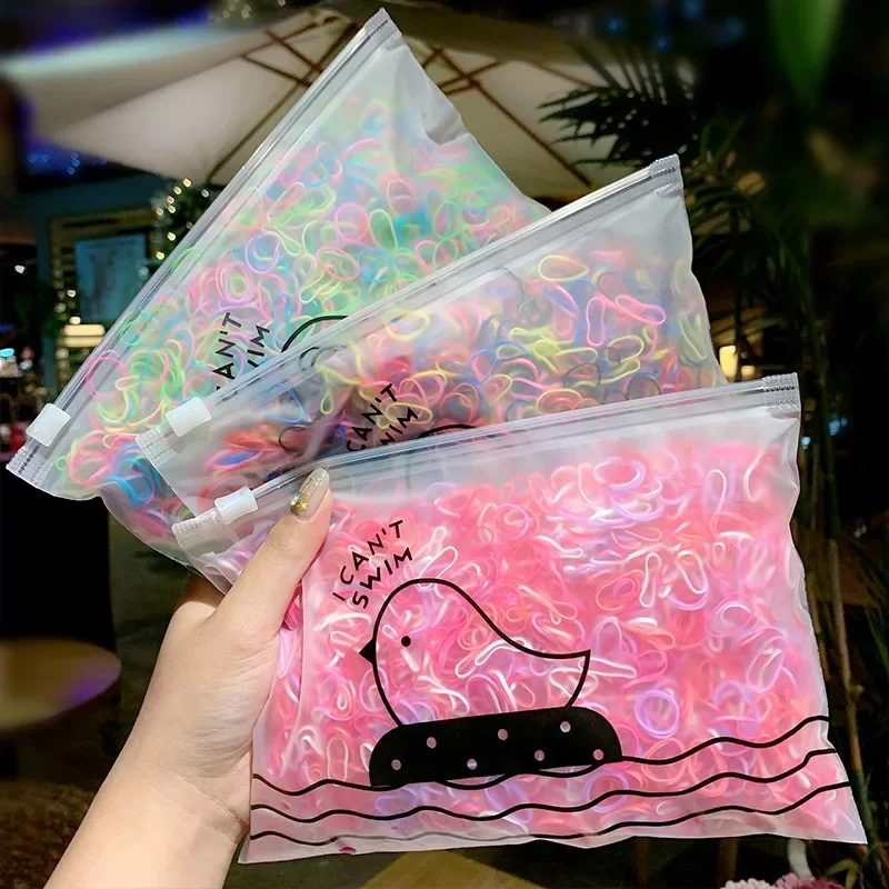 500 unids/set niñas colorido elástico desechable banda de goma suave lazo para el cabello diadema niños Cola de Caballo soporte bandas accesorios para niños
