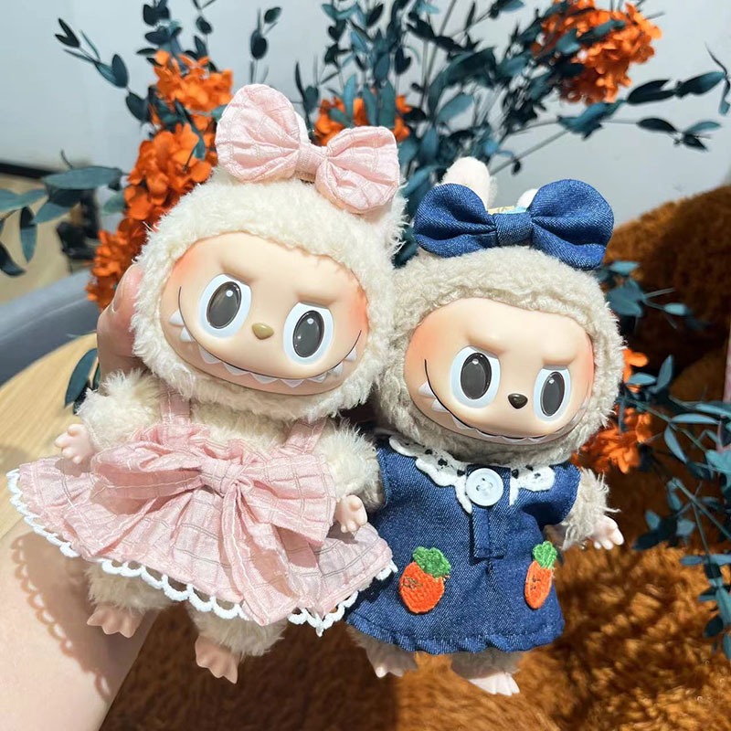 17cm bonito mini roupas de boneca de pelúcia acessórios para coreia kpop exo labubu ídolo bonecas tubarão macacão roupas diy presente da menina