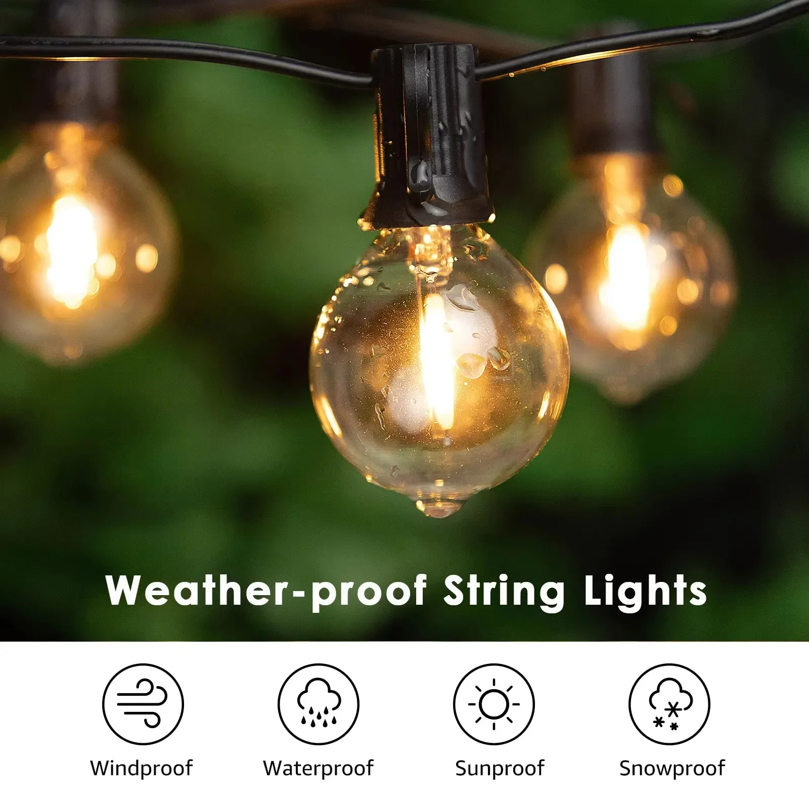 Retro Exterior LED String Lights G40 Shatterproof DC12V Wide Voltage Input Waterproof Garland for House Decoration
