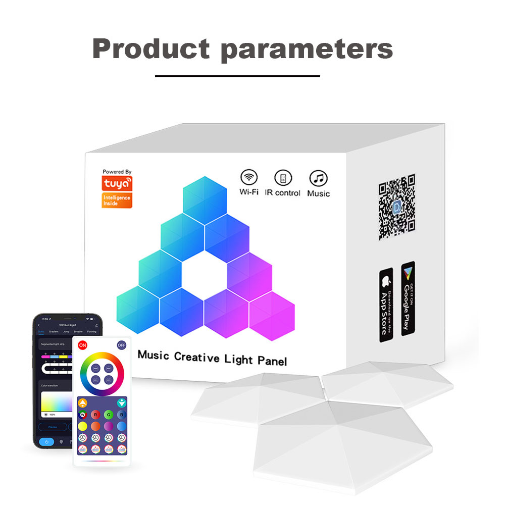 TuYa WiFi Thông Minh Bluetooth LED RGB Lục Giác Lượng Tử Ánh Sáng Ban Đêm Trong Nhà Đèn Cho Trò Chơi Trang Trí Phòng Ngủ Bầu Không Khí Đèn