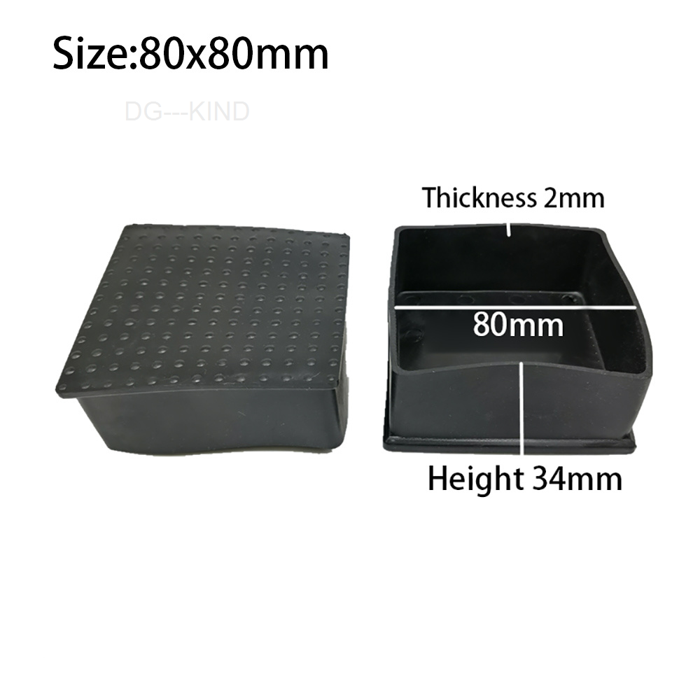 80x80mm 100x100mm black pvc chair rubber table feet mobile leg protection cover pipe end covers anti-slip floor protection