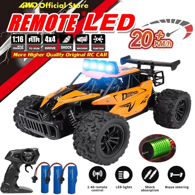 Auto telecomandata RC Drift Racing 1:16 Veicolo fuoristrada Lega 2.4G Radio Camion ad alta velocità con luce LED Arrampicata Regalo Giocattolo per bambini