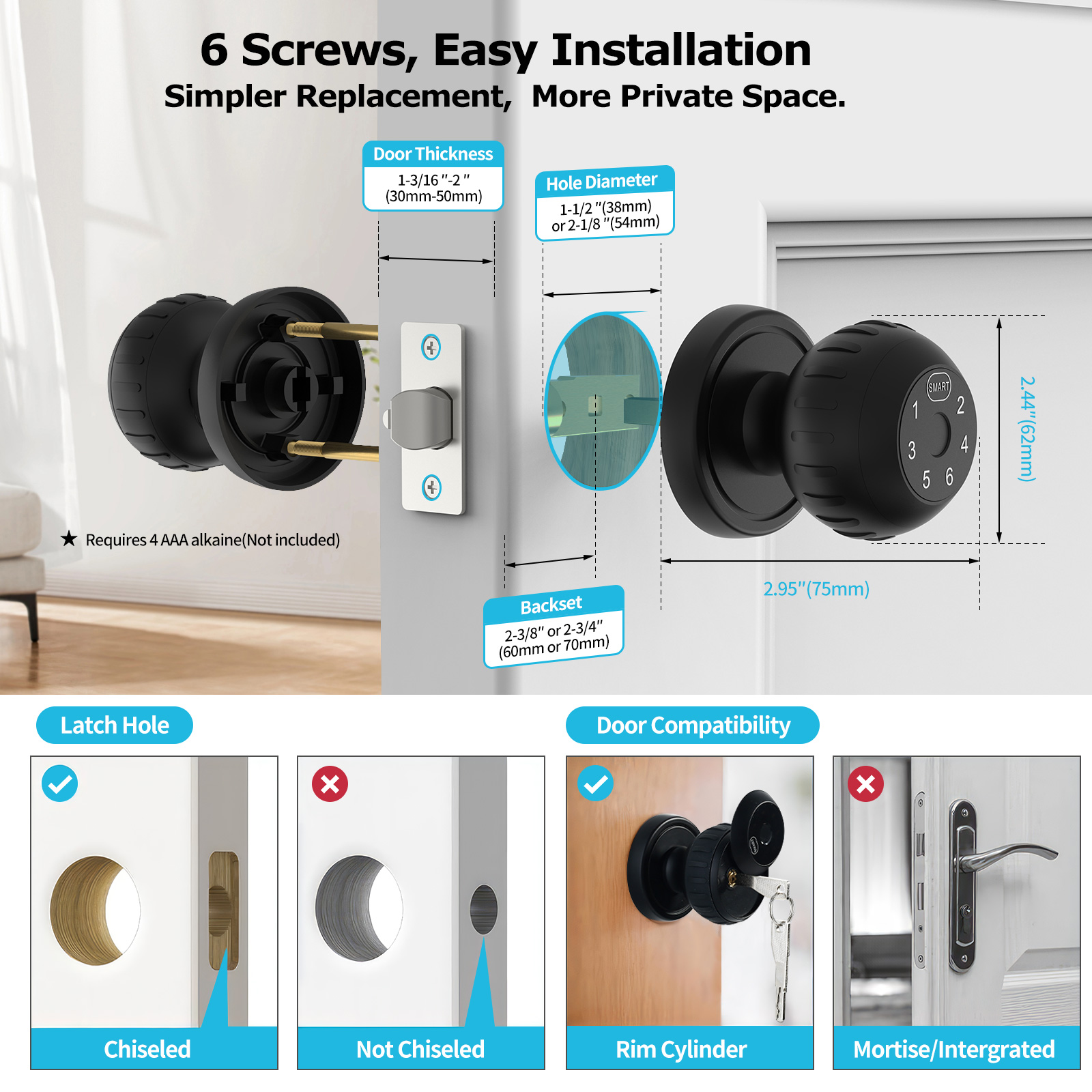 Viladepot Smart Lock Fingerprint Door Lock App Control Passcode Unlock Electronic Touchscreen Keypad Indoor