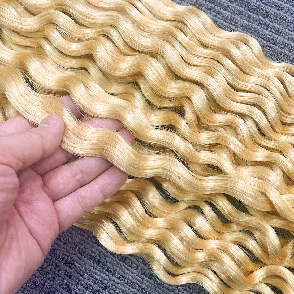 Cabelo Humano Virgem para Trançar Extensões, Onda Profunda, Pacotes em Massa, 100% Natural Não Transformados, Sem Tecelagem, 613