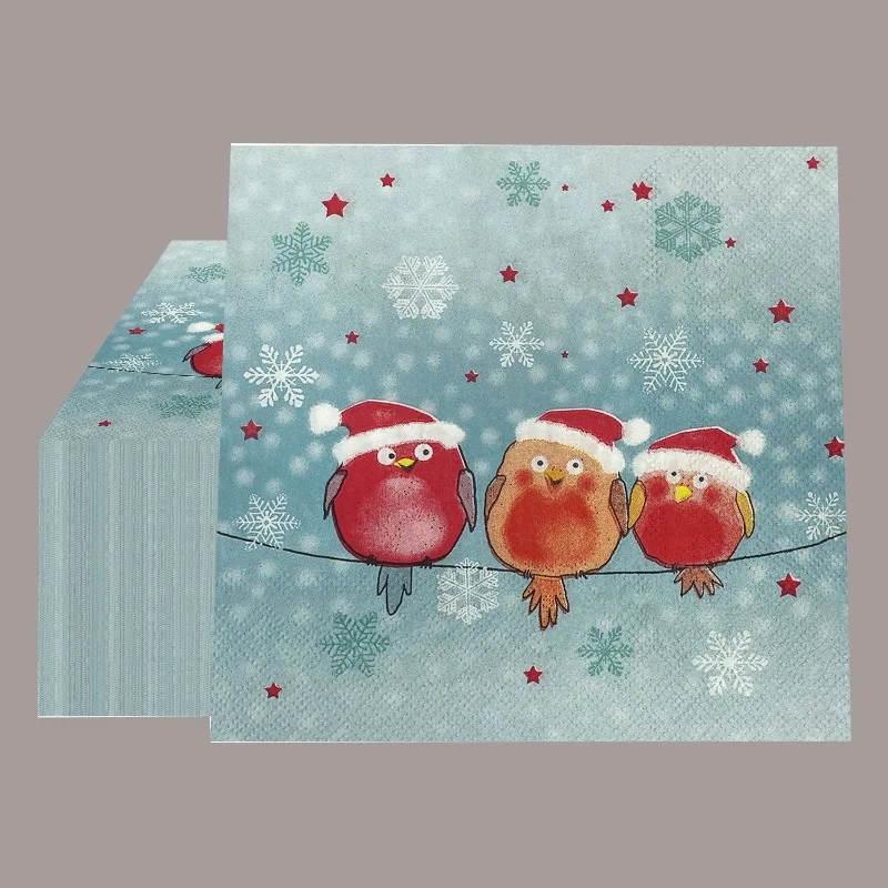 20 шт./упаковка, бумажные салфетки с рисунком трех маленьких птиц