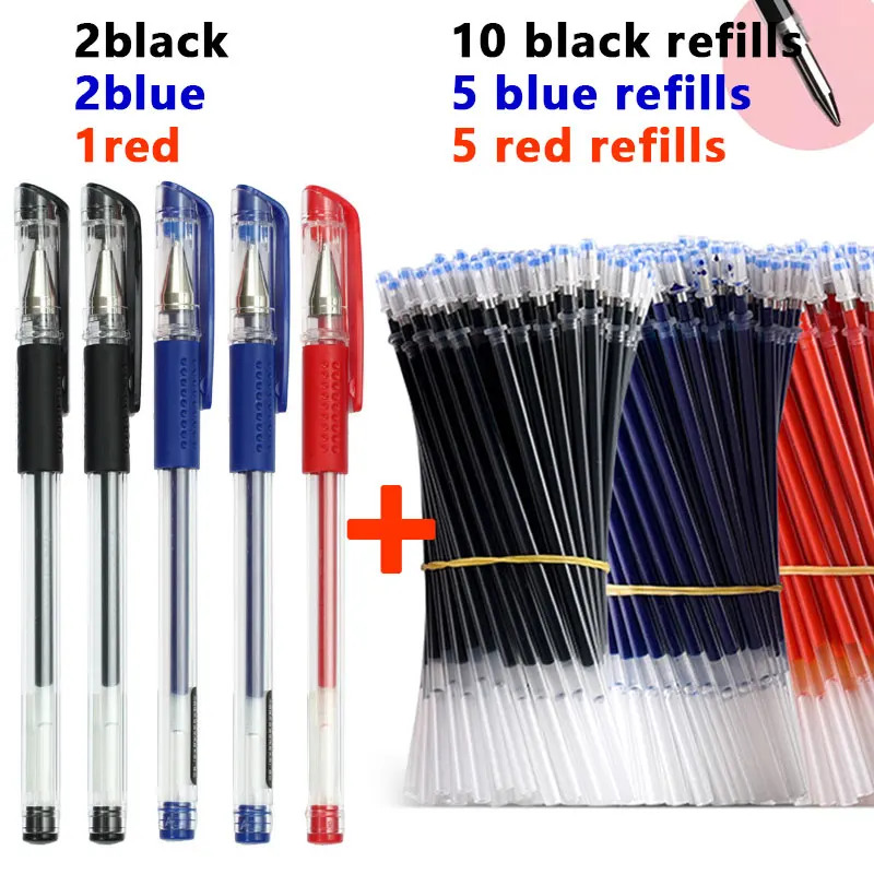 25 Teile/satz Gel Stifte Minen Kugelschreiber 0,5mm Büro Kugel Spitze Schwarz/Blau/Rot Tinte Schule Schreibwaren schreiben Liefert