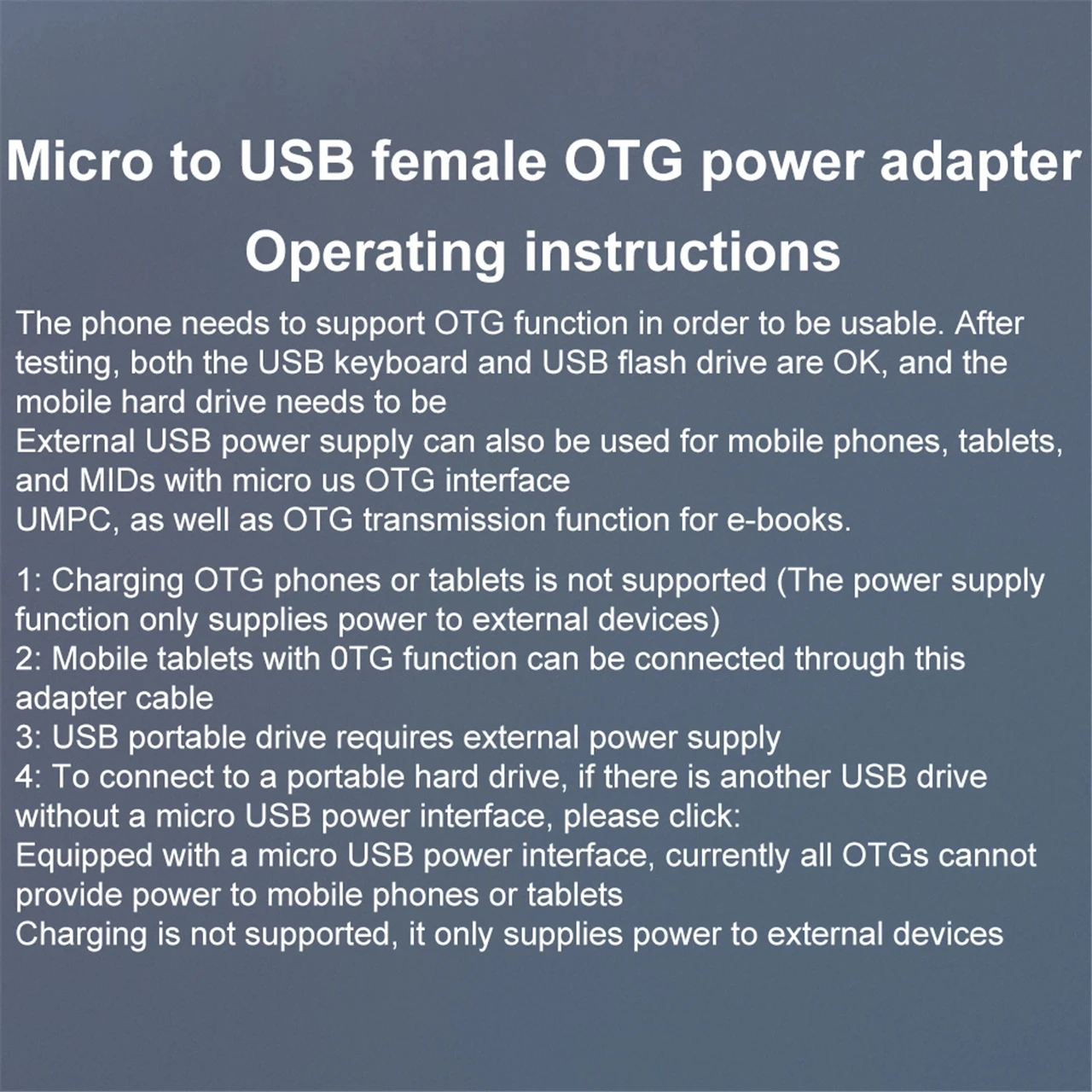 OTG Cable Adapter 4K 90Degree Left Angle Powered Micro USB 2.0 To USB OTG micro Adapter For TV Tablet Fire TV Stick One drag two