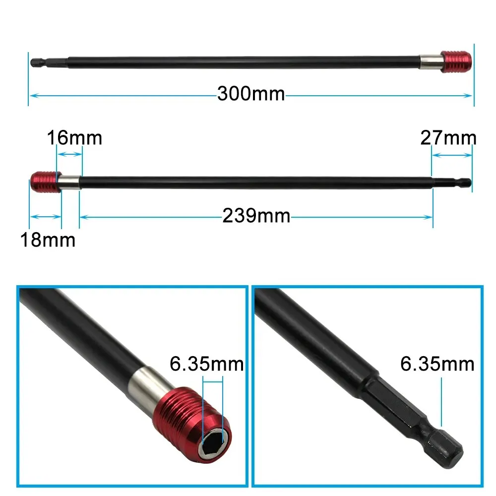 1pc Hexagonal Handle Red Extended Quick Release Auto-bloqueio Extensão Rod Extensão Rod 300mm Chave De Fenda Extensão Rod Tool