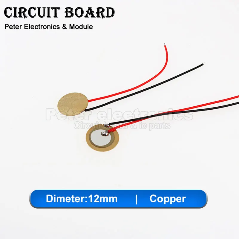 5-10 Uds. Sensor de sirena de elemento de placa de oblea de cerámica piezoeléctrica con cable para altavoz zumbador 12/15/18/20/27/35/50mm