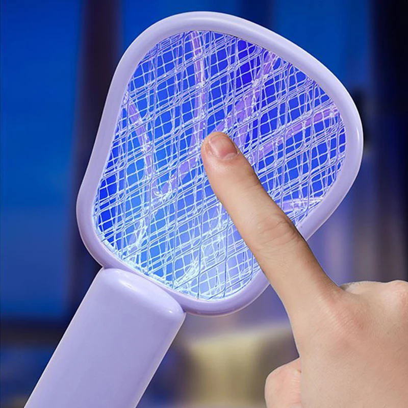 2025 New Pest Control USB Mosquito Swatter Trap Mini Electric Shock Fly Bug Zapper UV Light Portable Insect Racket Bedroom