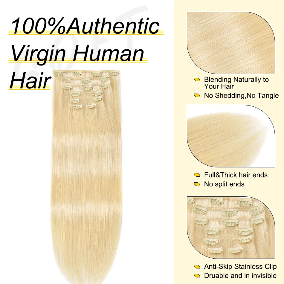 Yelo 14 "-26" clipe em extensões de cabelo humano brasileiro real não processado remy natural clipe em peruca 12 tons clipe em 80g-120g