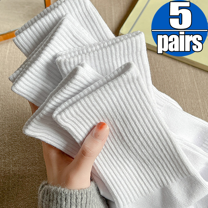 1/5 пар новых мужских хлопковых носков нового стиля, белые мужские мягкие дышащие спортивные длинные носки, летние зимние мужские носки больших размеров