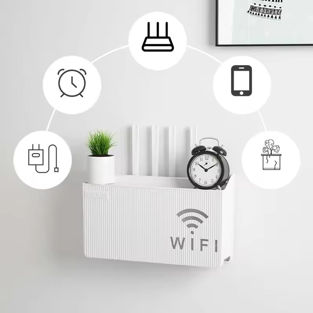 1PC Wall Mounted Wireless Wifi Router Shelf ABS Storage Box Router Rack Cable Power Bracket Organizer Box for Living Room