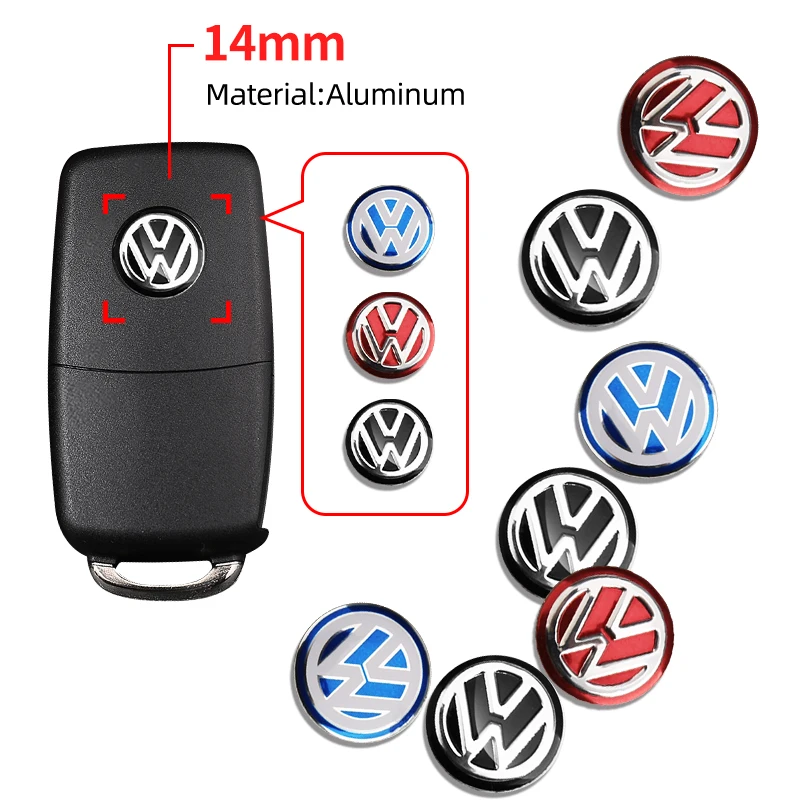 14mm Naklejki na kluczyk zdalnego sterowania Akcesoria samochodowe do Volkswagen VW Golf 4 5 6 7 R GTI TSI TDI R32 MK4 Polo Scirocco CC