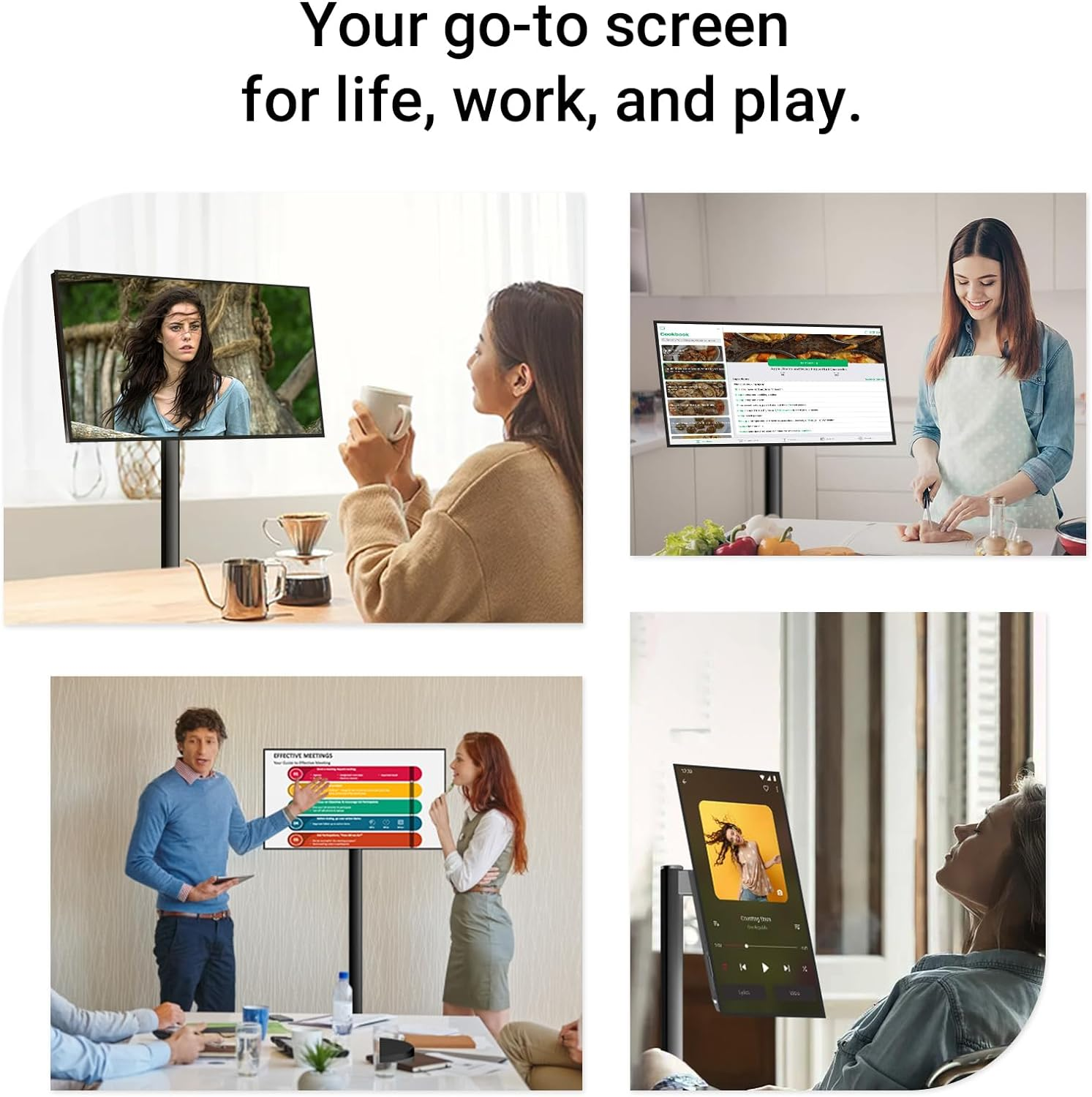 TV portátil inteligente de 22 pulgadas con ruedas, Android 4 + 64G, Monitor de pantalla táctil, tableta rodante de rotación, TV con batería integrada