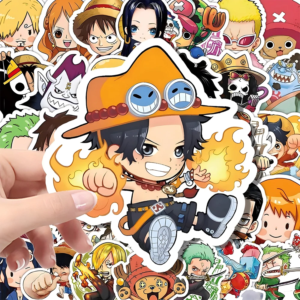 55pcs One Piece สติกเกอร์การ์ตูนน่ารัก DIY สเก็ตบอร์ดเคสโทรศัพท์แล็ปท็อปรถจักรยานยนต์กันน้ํา Cool อะนิเมะสติกเกอร์สติ๊กเกอร์ของเล่น