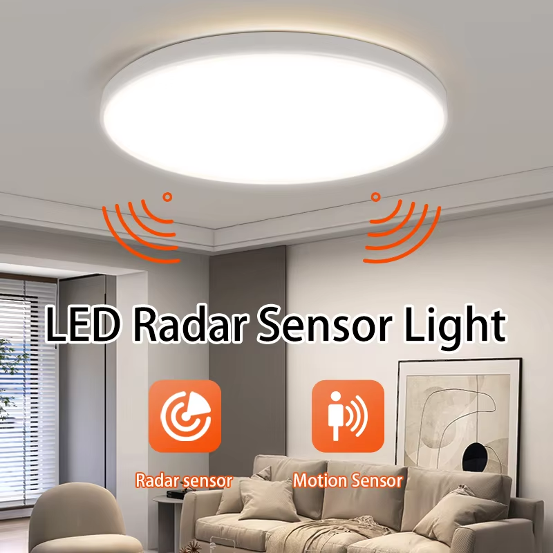 Sensor de radar led luz led lâmpada do teto 220v sensor movimento iluminação para sala corredores corredor luzes teto indução garagem