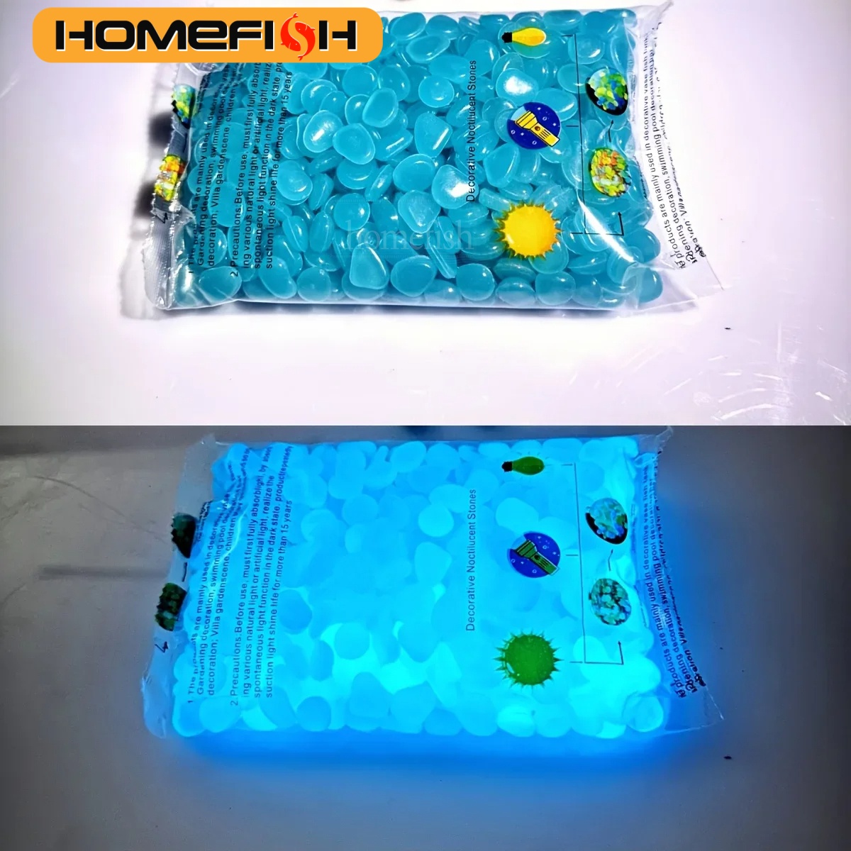 100 pezzi che si illuminano al buio ciottoli pietre luminose in resina per percorsi da giardino paesaggistici piante in vaso parchi acquario arredamento