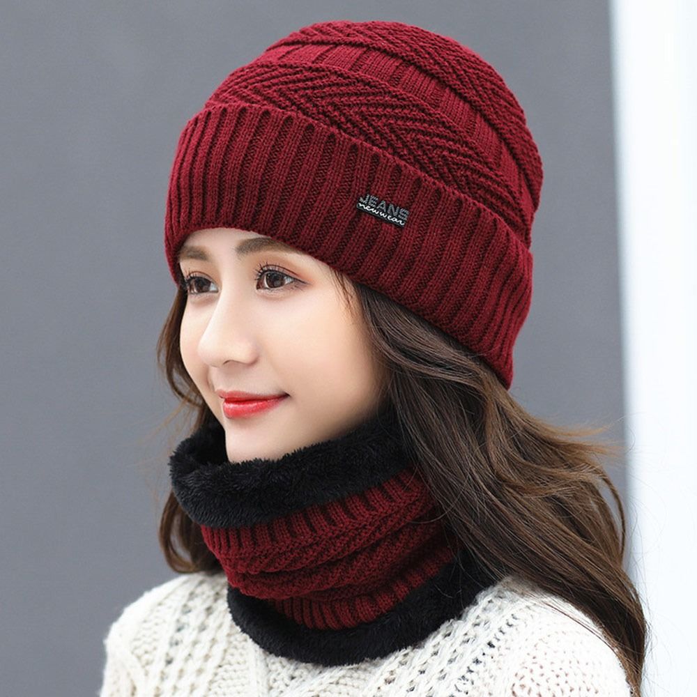 Mannen Vrouwen Winter Beanie Muts Sjaal Casual Thermische Fleece Gebreide Muts Zachte Warme Bivakmuts Wol Halswarmer Sjaal Cap