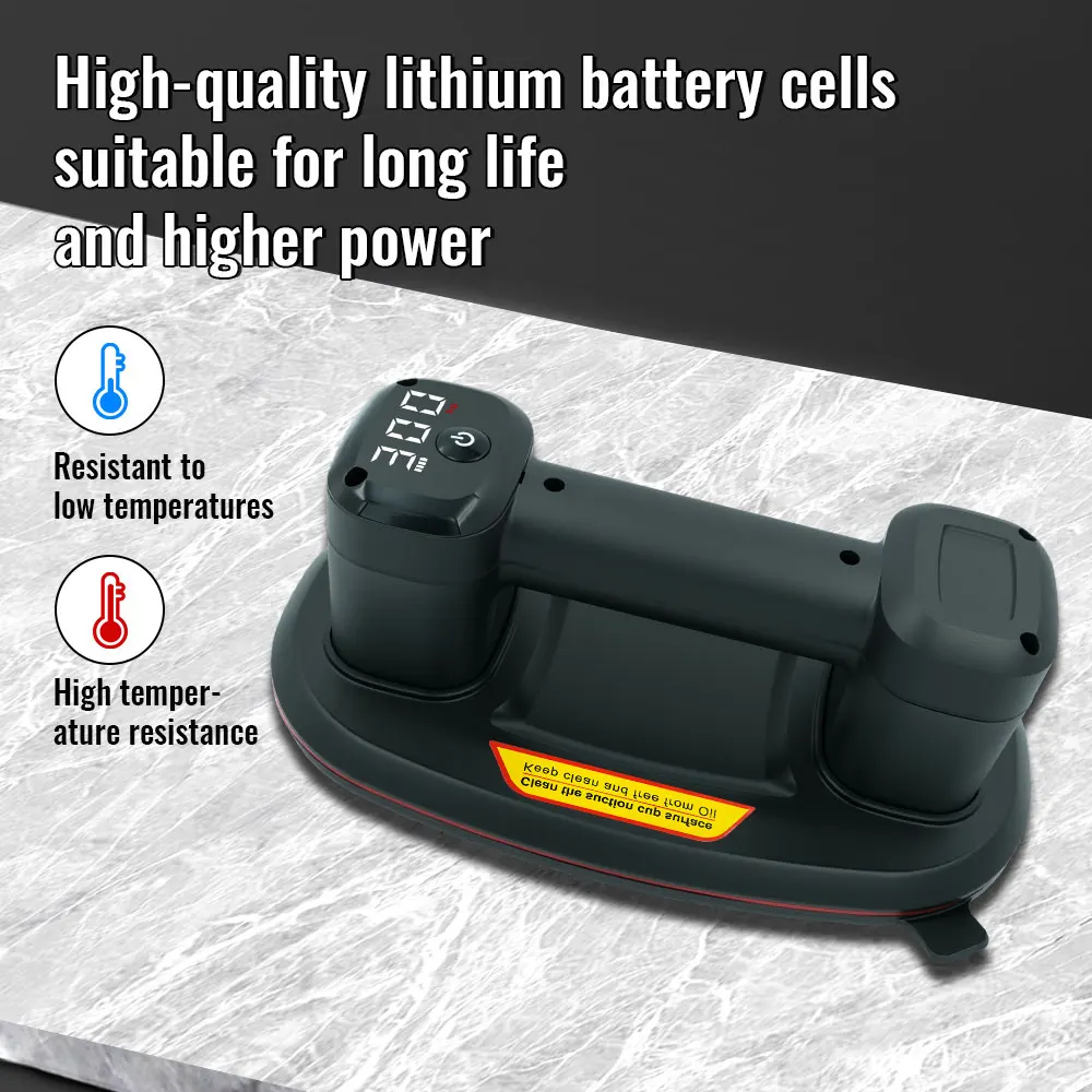 300KG vacuum adsorption suction cup.P9 double motor power sucker. Oval-shaped appearance. USB charging. Move tiles, granite, etc
