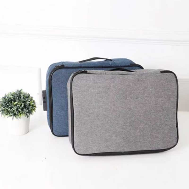 Bolsa de armazenamento de documentos de 2 camadas multifuncional à prova d'água organizador de arquivos bolsa de armazenamento de grande capacidade com bloqueio de senha