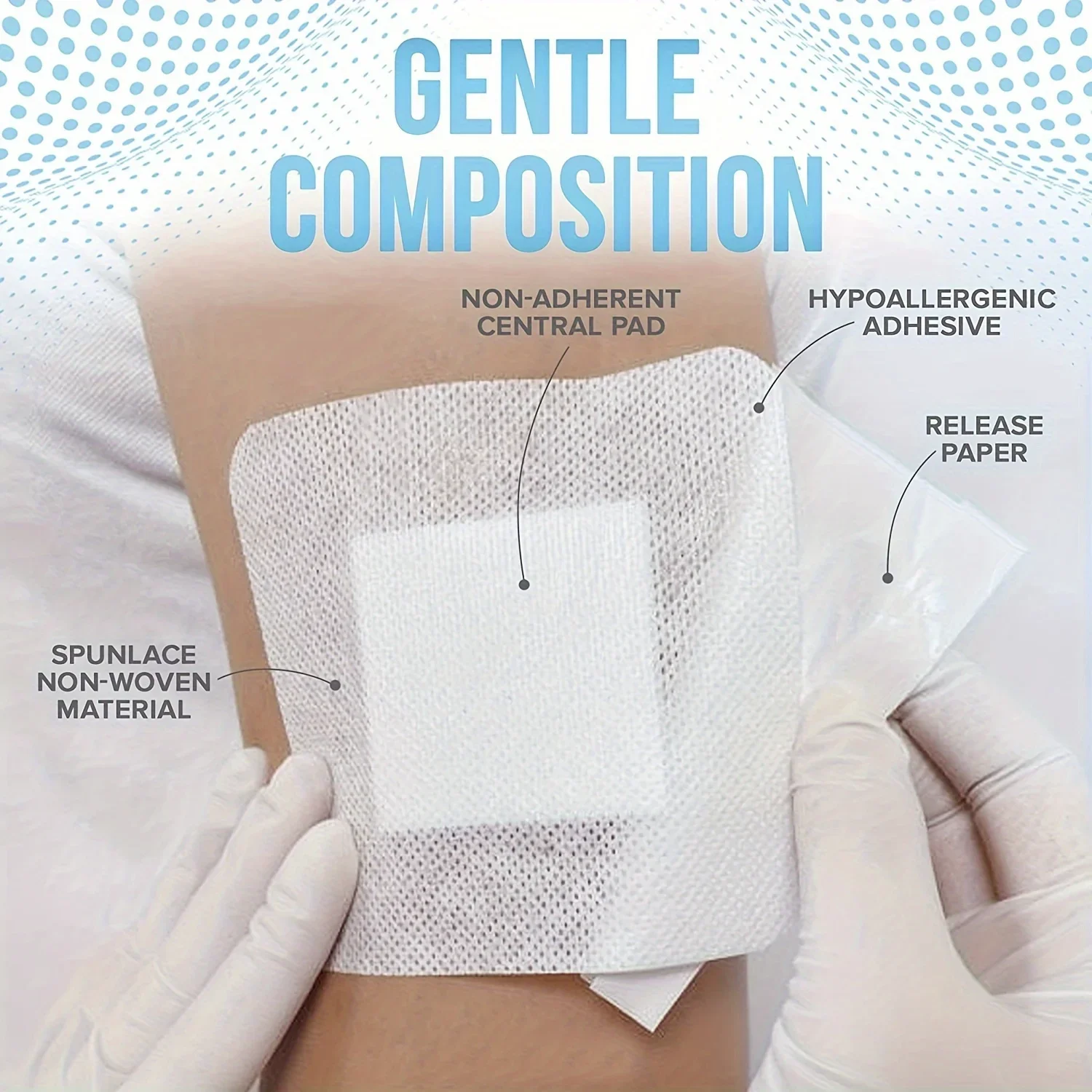 20PCS Dressingsบาดแผล,Breathable Edge Gauze Pads,Latexฟรีผ้าพันแผล,Self-กาวบาดแผล