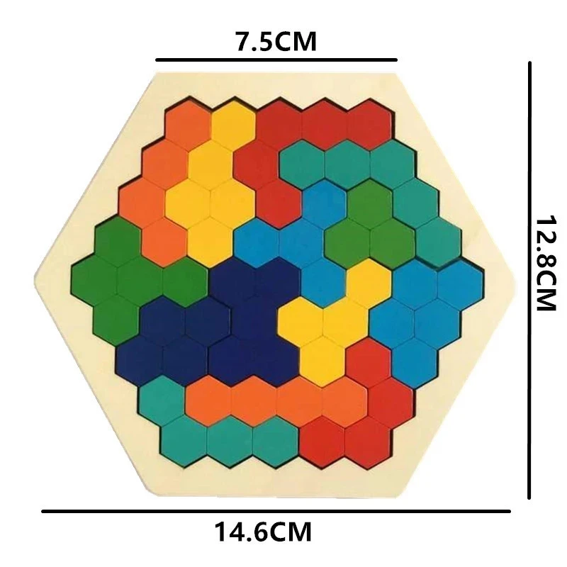 3D Hexagonal ไม้ปริศนาของเล่นเพื่อการศึกษาเด็กก่อนวัยเรียน Tangram Board สมอง IQ ทดสอบเกม Montessori ของเล่นของขวัญ