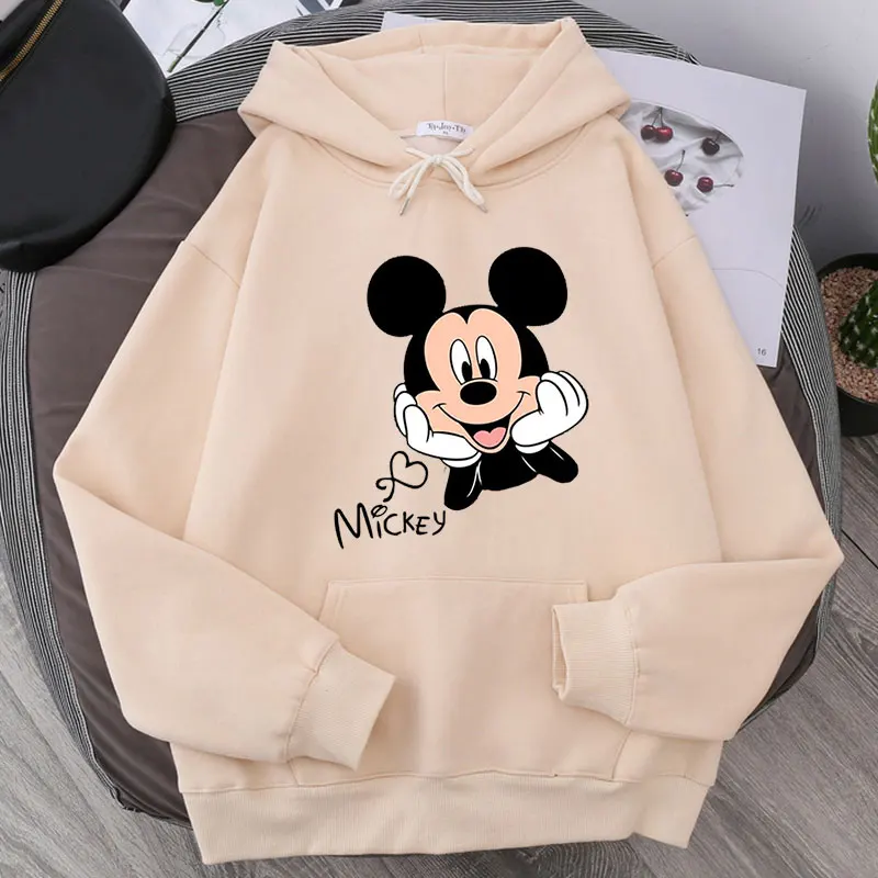 Sudadera con estampado de dibujos animados de Disney Frauen Lustige Hip Hop Mickey Maus Druck Herbst Und modo de invierno Harajuku Stil Sudadera con capucha