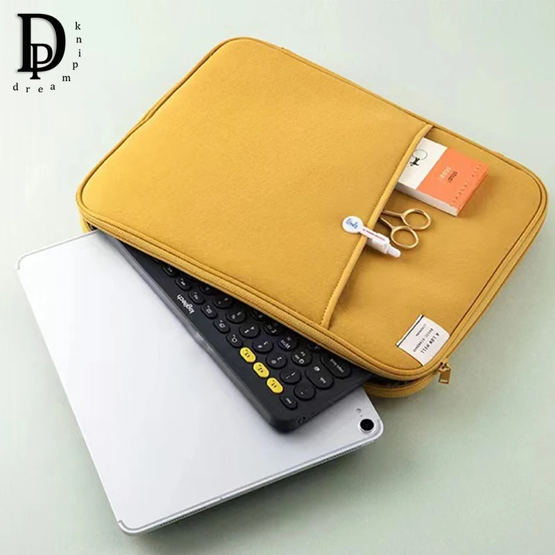 Mode Grote Capaciteit Laptoptas Zakelijke Rits Eenvoudige Canvas Vrouw Aktetas Koreaanse Tablet Computer Muis USB Pen Opbergtas