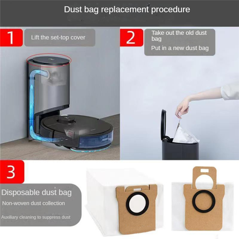 HOT SALE 8PCS Dust Bag for Xiaomi Robot Vacuum X10+, Mijia Omni 1S, B101CN / Dreame Bot S10 S20 Pro, X10 L10 L10S Ultra Vacuum