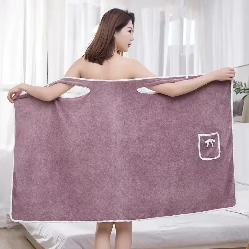 Albornoz multifunción de talla 80x2024 para mujer, bata de baño Sexy con eslinga, Top de tubo, Toalla de baño absorbente suave, albornoz de lana de Coral, 135