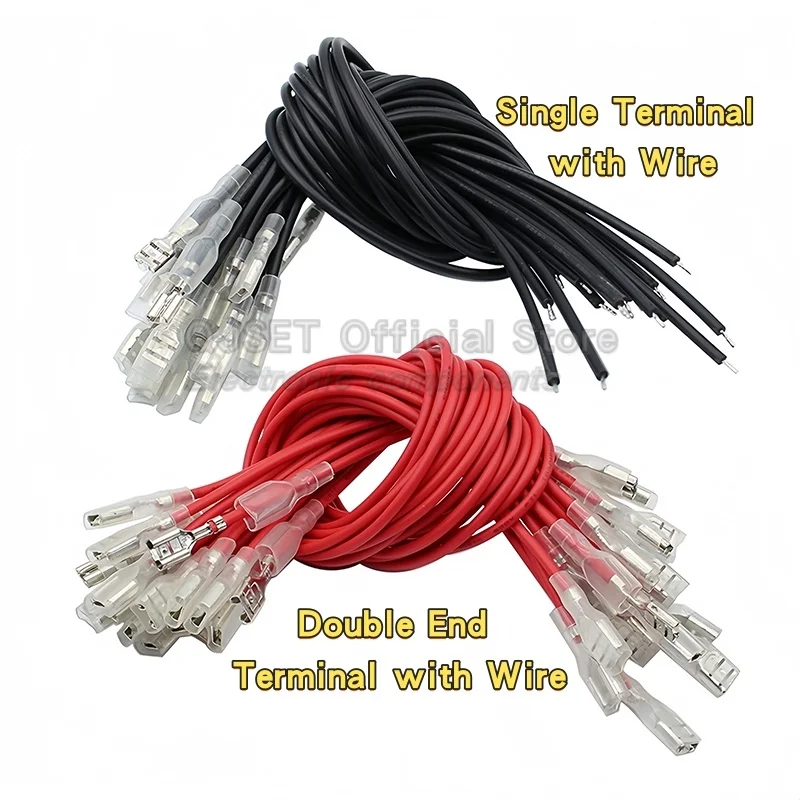 Conector terminal de crimpagem de cabo, 5 peças 2.8mm/4.8mm/6.3mm/plugues terminais de fio revestido, chicotees de conector único e duplo 6.3mm