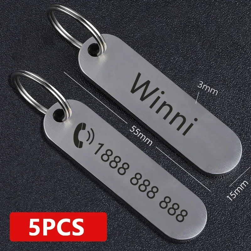 New Stainless Steel Anti-lost Phone Mobile Number Name Tag Custom Engraved Car Keychain Gift for Him Personalized Keychain