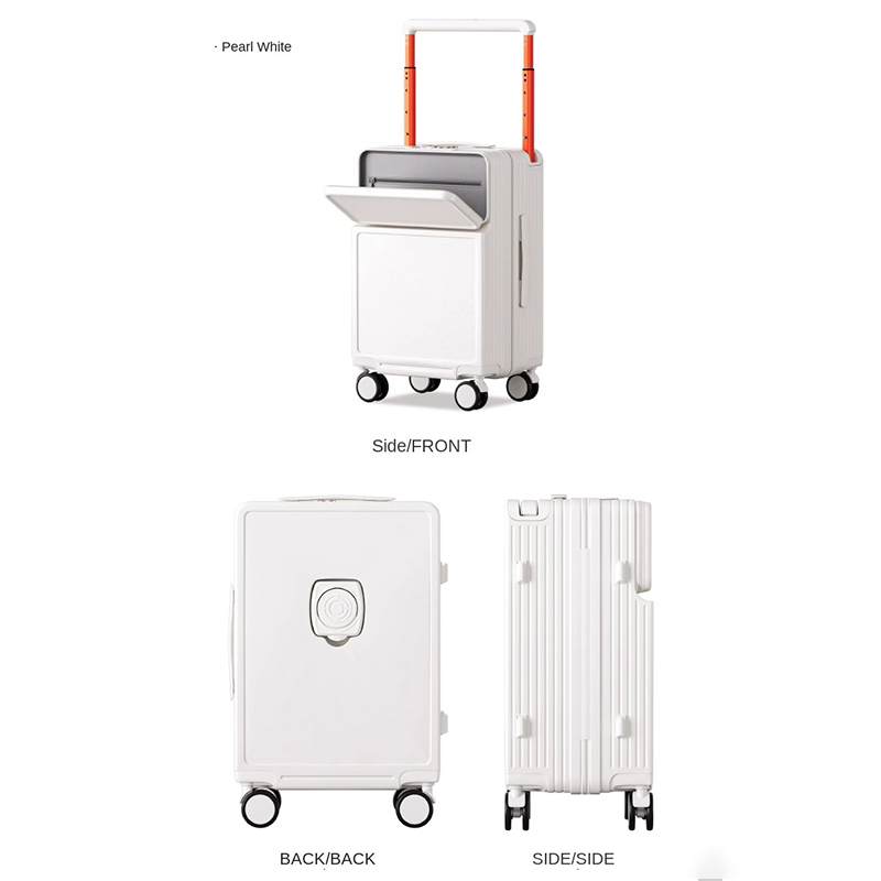 Mala de carrinho larga com abertura frontal, bagagem de cabine de 20 polegadas, porta de carregamento USB multifuncional de 28 polegadas, roda universal silenciosa