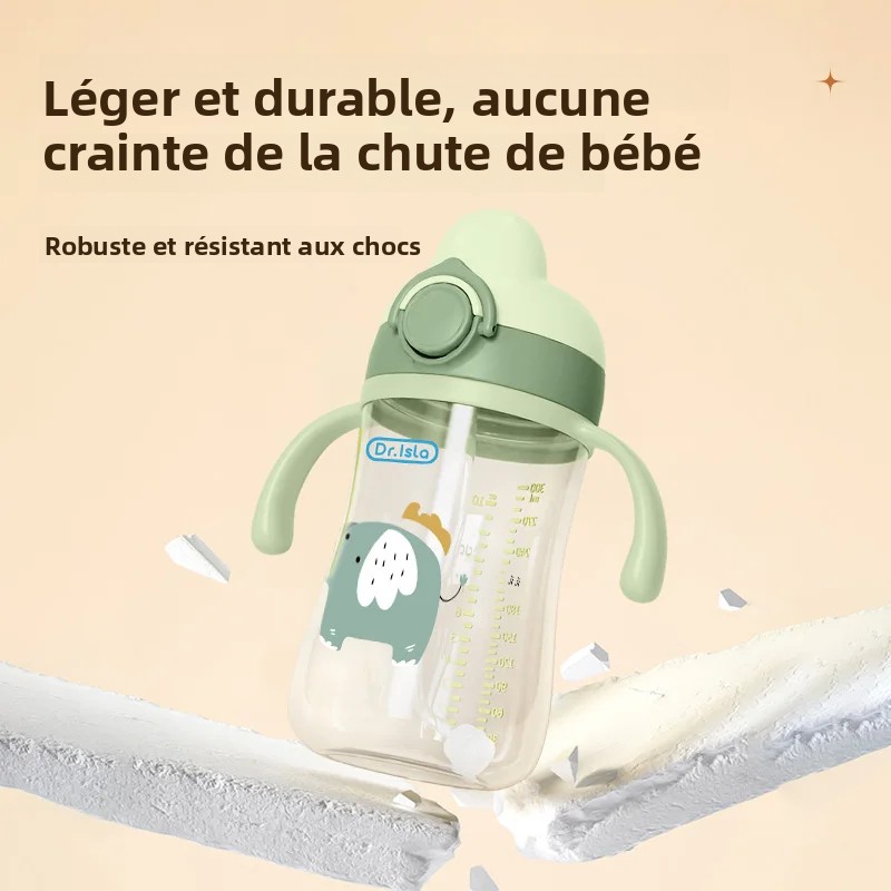 Bouteilles d'eau portables pour bébé, tasse d'alimentation pour bébé de 300ml avec paille, pour apprendre à nourrir, gobelets d'entraînement pour enfants, sans BPA