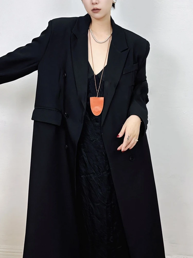 TWOTWINSTYLE Solid Minimalist Blazer สําหรับผู้หญิง Notched คอยาวแขนยาว Patchwork ปุ่ม Burgundy หญิงแฟชั่นสไตล์