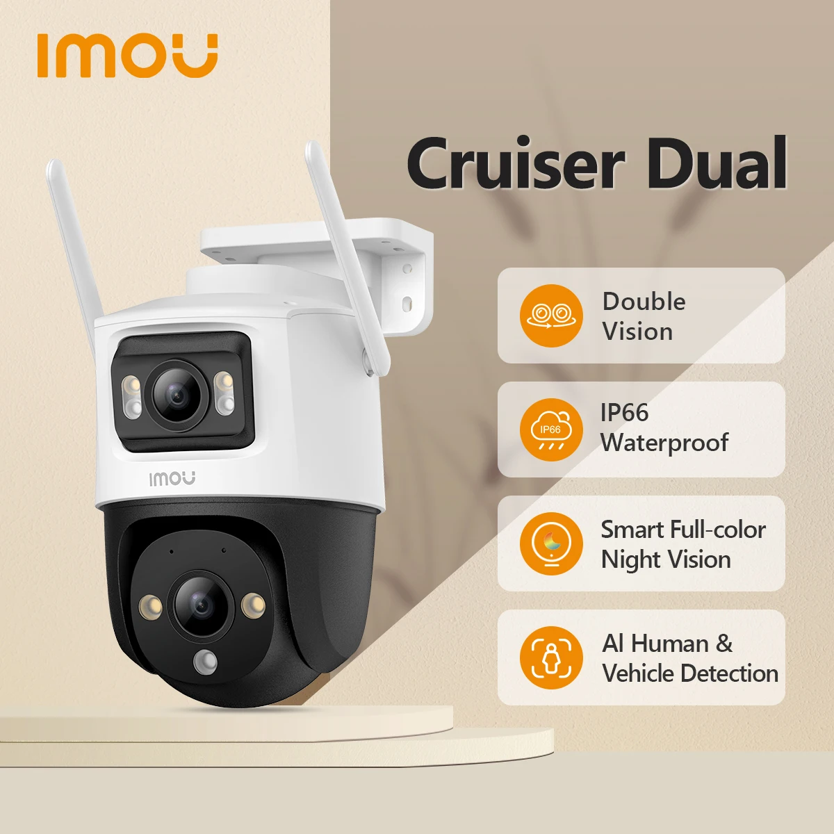 IMOU Cruiser Dual 10MP lente Dual cámara PT para exteriores cámara IP de seguridad para el hogar AI cámara de vigilancia con detección humana y de vehículos
