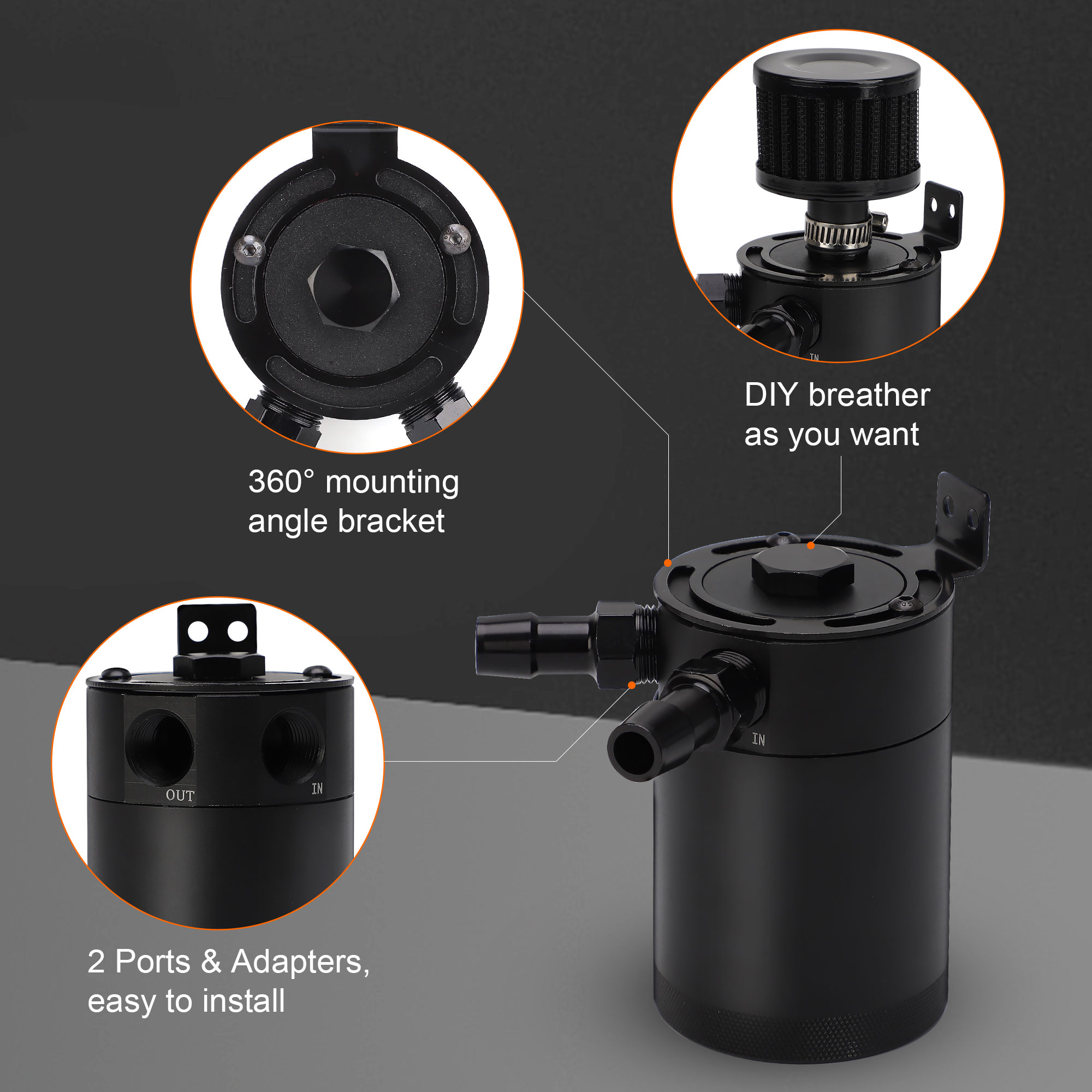 ドレンバルブ付きバフォールリザーバーキット,2つのポート,アルミニウムシリンダー,150mlリザーバー