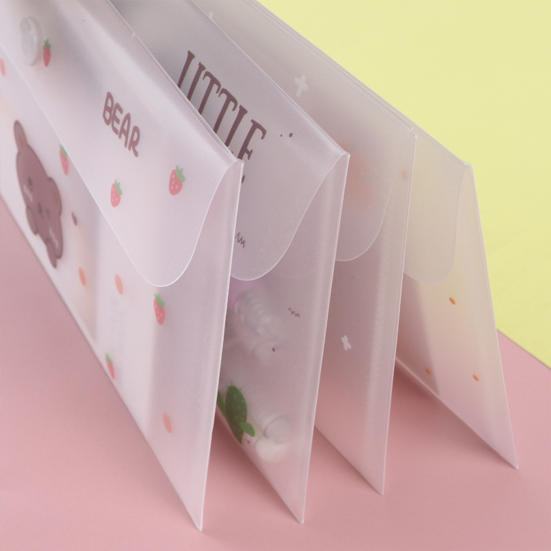 20x11cm transparente wasserdichte Gesichts maske Tasche Briefpapier Bleistift Tasche Fall Mini Cartoon Hasp Datei Ordner Büro zubehör