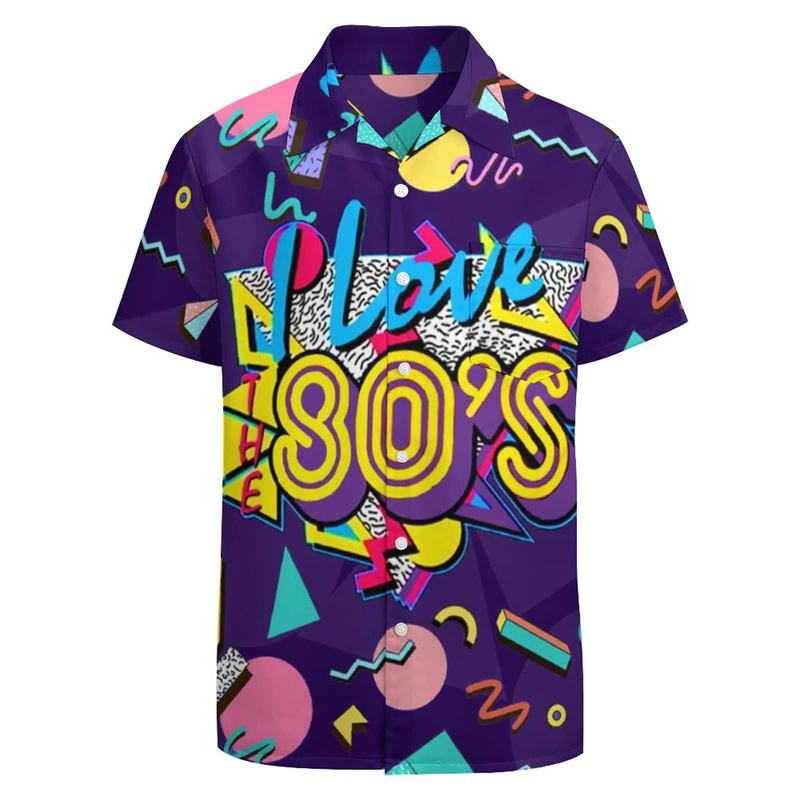 Camisa hawaiana clásica con estampado 3d para hombre, camisa de fiesta con gráficos Retro Funky, camisa de manga corta con botones, ropa de calle Y2k