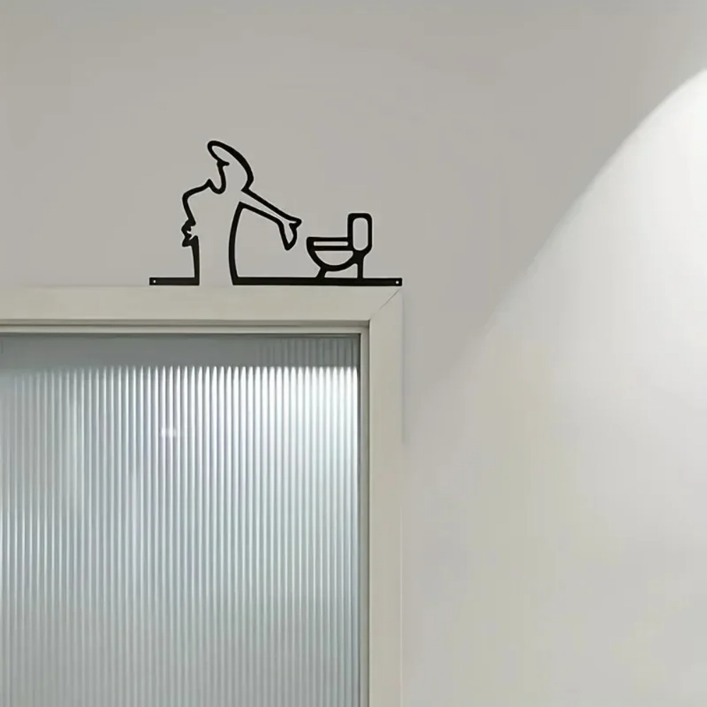 2D Flat, High-Quality 2D Flat Metal Self-with holes, Black Frame Modern Home Decor for Bathroom - Easy to Install Wall Art