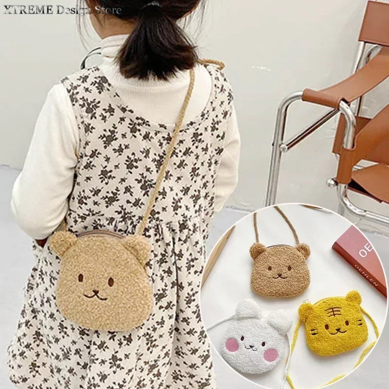 Bolsas de ombro ao ar livre para crianças, coelho e urso dos desenhos animados, bolsa mensageiro para crianças, bolsa de lazer para meninos e meninas